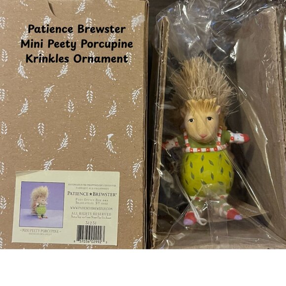Patience Brewster Mini Peety Porcupine Krinkles Ornament - Picture 1 of 1